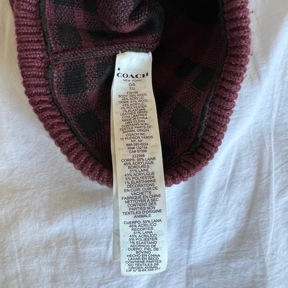 Coach burgundy plaid wool hat - Picture 3 of 3